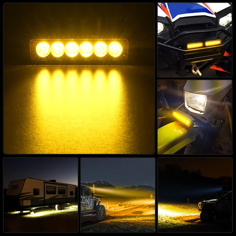 6 Inch 18W Amber White Spot LED Work Lights (Pair) Nilight