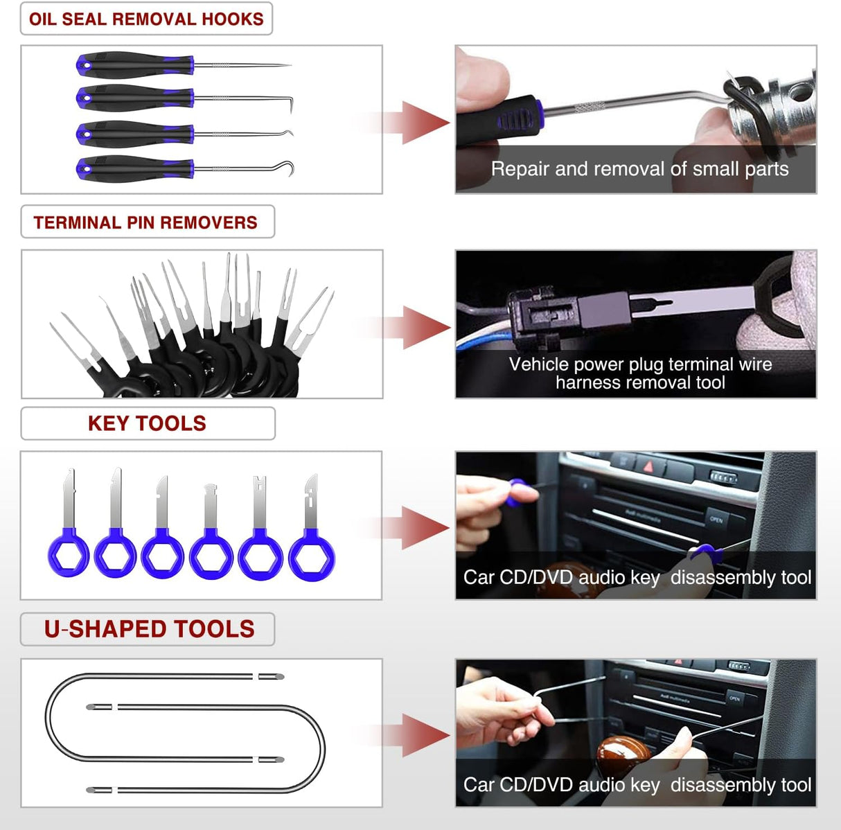 40 Pcs Auto Trim Removal Tool Set Blue Nilight