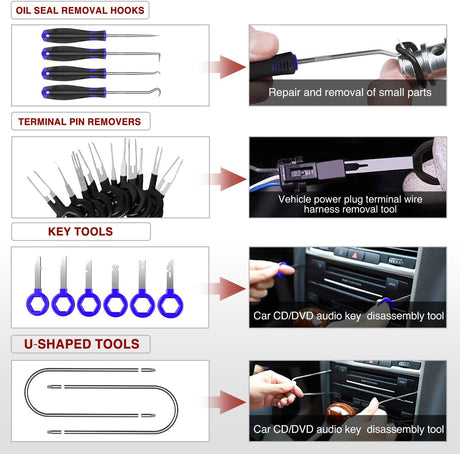 40 Pcs Auto Trim Removal Tool Set Blue Nilight