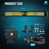 22 Inch 37LED Dual Row Spot Flood Screw-Less Night Vision LED Light Bar | 16AWG Wire 5Pin Switch Nilight