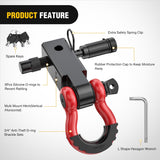 2 Inch Anti-Theft Shackle Hitch Receiver Set Red Black Nilight