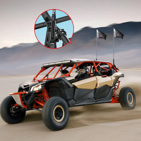 UTV Flag Antenna Mount Bracket 1.5"-1.75" | 1.75"-2" Round Roll Cage Black Nilight