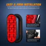 6 Inch Oval Red Amber White LED Trailer Tail Lights (6 Pcs) Nilight