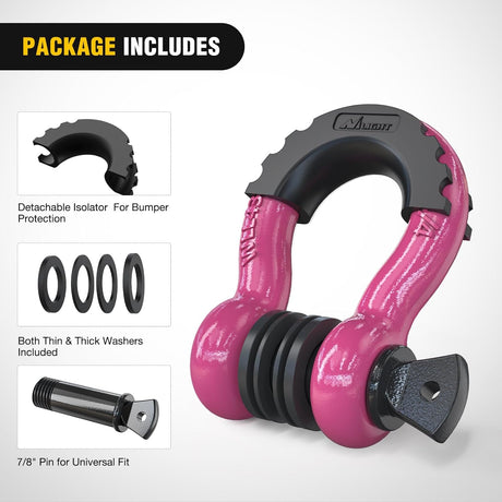 3/4 inch D-Ring Shackle Fuchsia (Pair) Nilight