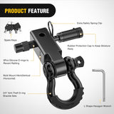 2 Inch Anti-Theft Shackle Hitch Receiver Set Black Nilight