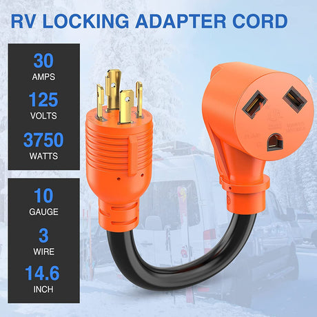 4 Prong 30AMP to 30AMP RV Generator Adapter cord Nilight