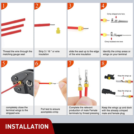 120PCS 1 Pin Electrical Connector ‎Plug Male Female Terminal Wire Connector Nilight