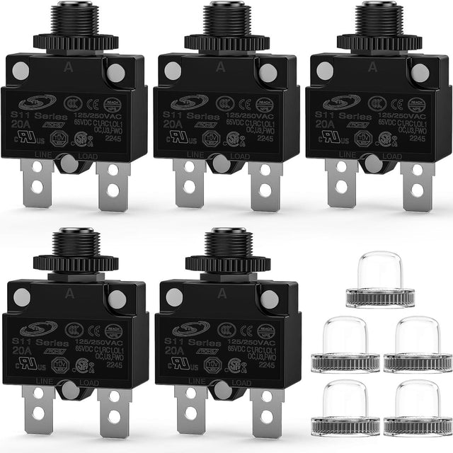 5Pcs 20Amp Terminals Circuit Breaker Nilight