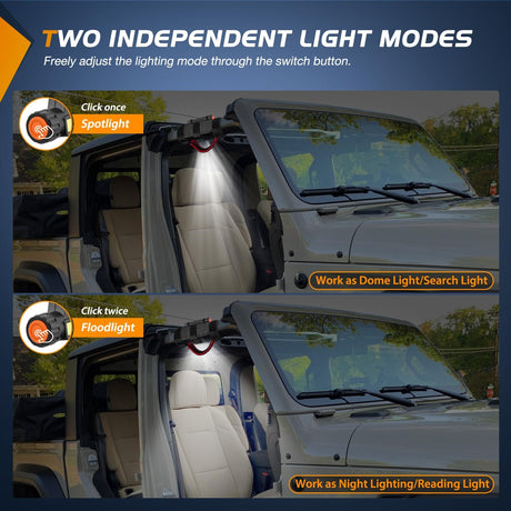 Dome Light Spot Flood Combo Universal 2in-4in Roll Bar Mount Nilight