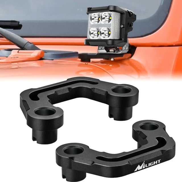 Mounting Accessory Front A-Pillar Dual Hood Cowl Mount Bracket For 2018-2023 Jeep Wrangler JL/JLU 2020-2023 Gladiator JT