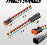 4 Pin DT Connectors 16AWG 6 Kits Male and Female Electrical Connector Waterproof Plug and Play w/Heat Shrink Butt Terminals nilight