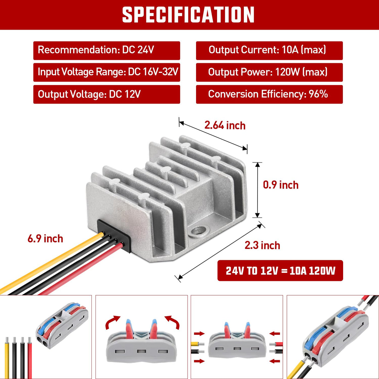 24V to 12V 10A 120W Voltage Converter Nilight