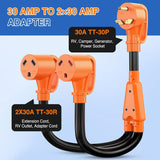 RV Parts 30 Amp RV Y Splitter Adapter Cord 30A Male Plug to Two 30A Female Receptacle NEMA TT-30P TT-30R Pure Copper Heavy Duty Heavy Duty STW 10 AWG Cable for RV Camper Generator