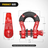 Shackle 3/4 inch Mega D-Ring Shackle With 7/8 inch Screw Pin 68000LBS Red (Pair)