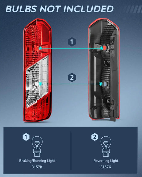 Taillight Assembly Taillight Assembly Compatible with 2015 2016 2017 2018 2019 2020 2021 2022 2023 Ford Transit 150 250 350 350HD Rear Lamp Replacement OE Style Passenger Side