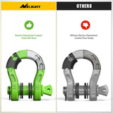 3/4 inch Mega D-Ring Shackle With 7/8 inch Screw Pin 68000LBS Green (Pair) Nilight