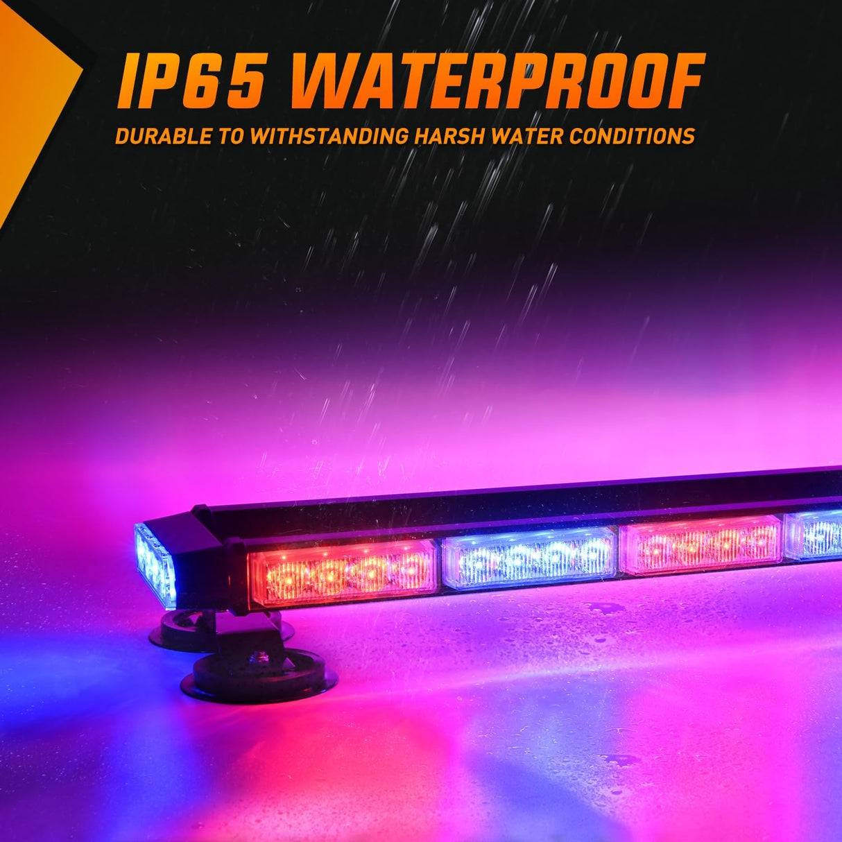 29.5 Inch Roof Top Red Blue Strobe Lights 56LED Hazard Emergency Warning Light Bar Magnetic Mount Nilight