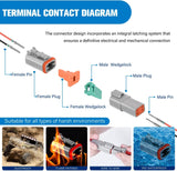 4 PIN DT Connector Kit 3 Sets Size 16 Solid Contacts Waterproof Male Female Terminal for 14-20 AWG DT Series Connector nilight