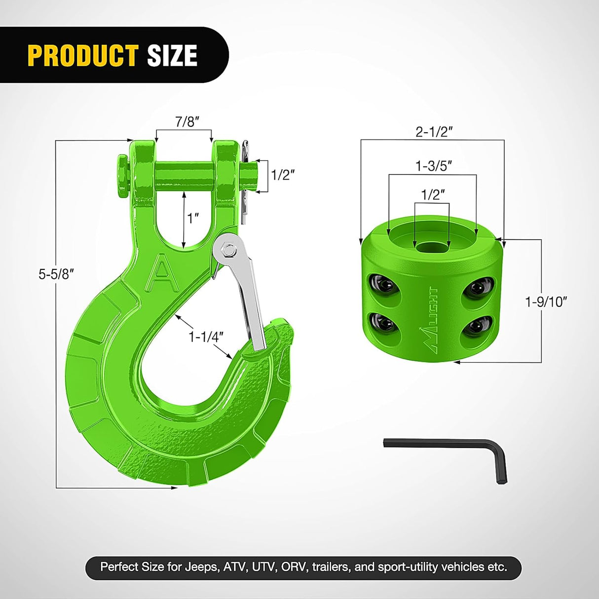 3/8 inch Grade 70 Winch Hook Green Nilight