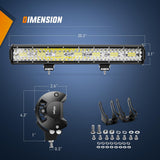 20 Inch 420W 42000LM Triple Row Spot Flood LED Light Bar W/ Front License Plate Frame Bracket | 16AWG Wire 5Pin Switch Nilight