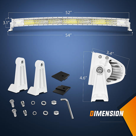 52 Inch 783W Spot Flood Combo White Case Led Light Bar Nilight