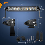 11 Inch 50W Amber Slim Flood Led Light Bar | 2 Style Mounts (Pair) Nilight