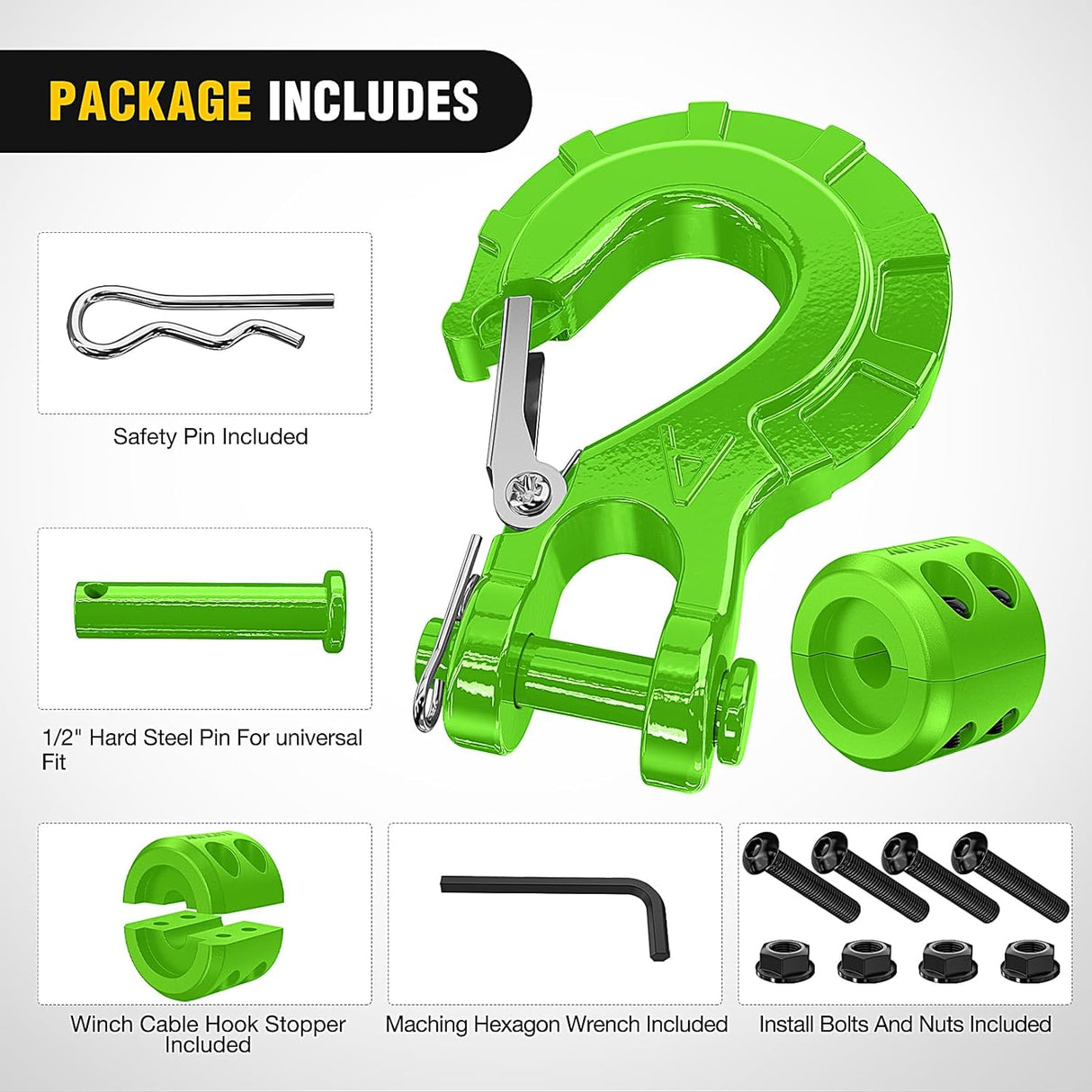 3/8 inch Grade 70 Winch Hook Green Nilight