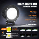 3 Inch 10W 1080LM Flood Round Built-in EMC LED Work Lights (Pair) Nilight