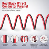 14AWG 50FT Copper Clad Aluminum Wire 14/2 Gauge Red Black CCA Electrical Cable 2 Conductor Parallel 12V/24V DC Flexible Extension Cords Nilight