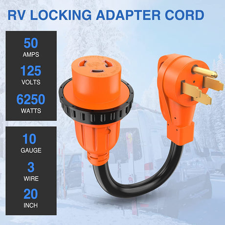 50AMP to 30AMP RV Locking Adapter Cord Nilight