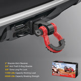 2 Inch Anti-Theft Shackle Hitch Receiver Set Red Black Nilight