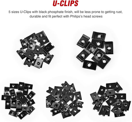 170 Pcs Car U-Clip Screw Assortment Kit Nilight