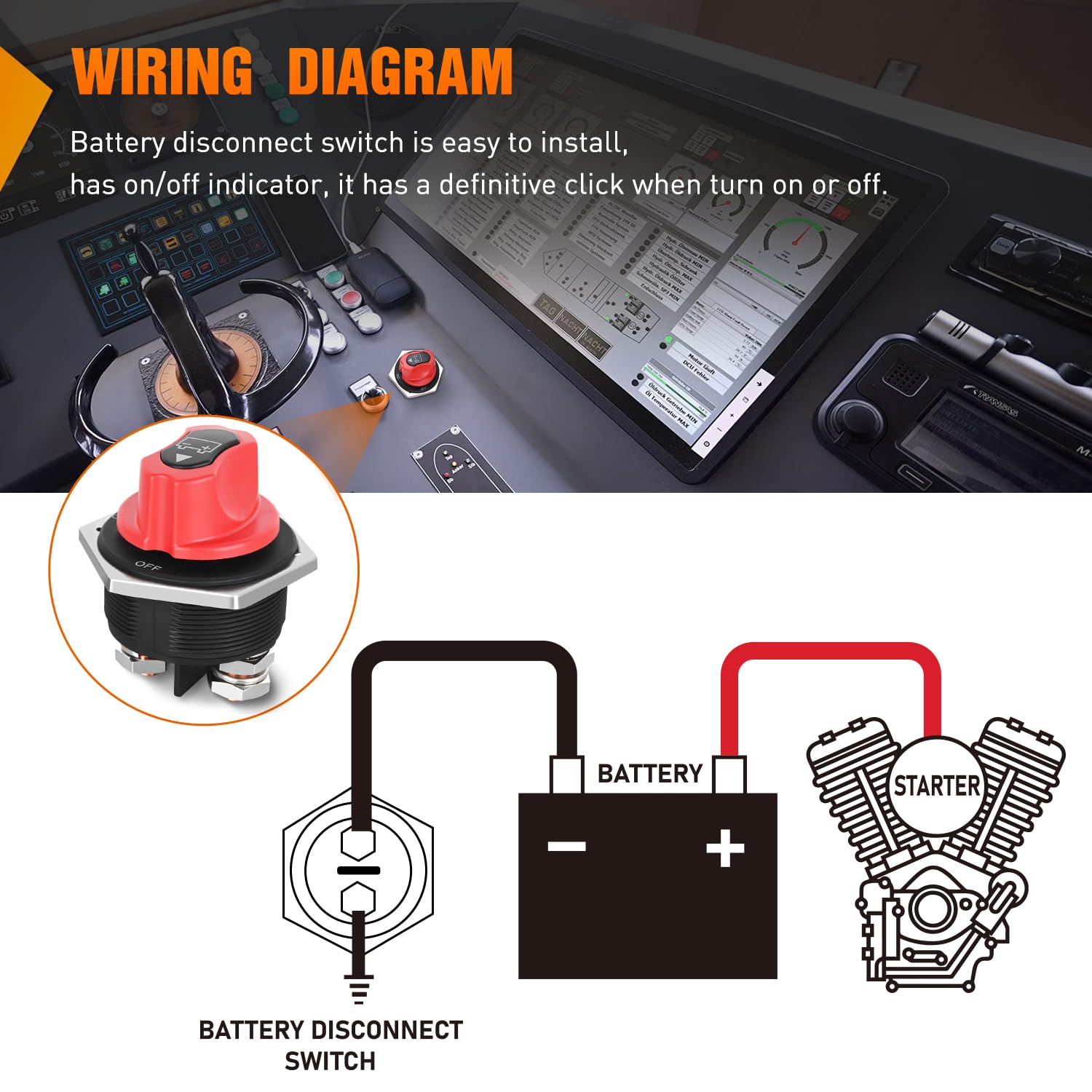 Rocker Switch 300A ON/OFF Disconnetc Battery Switch