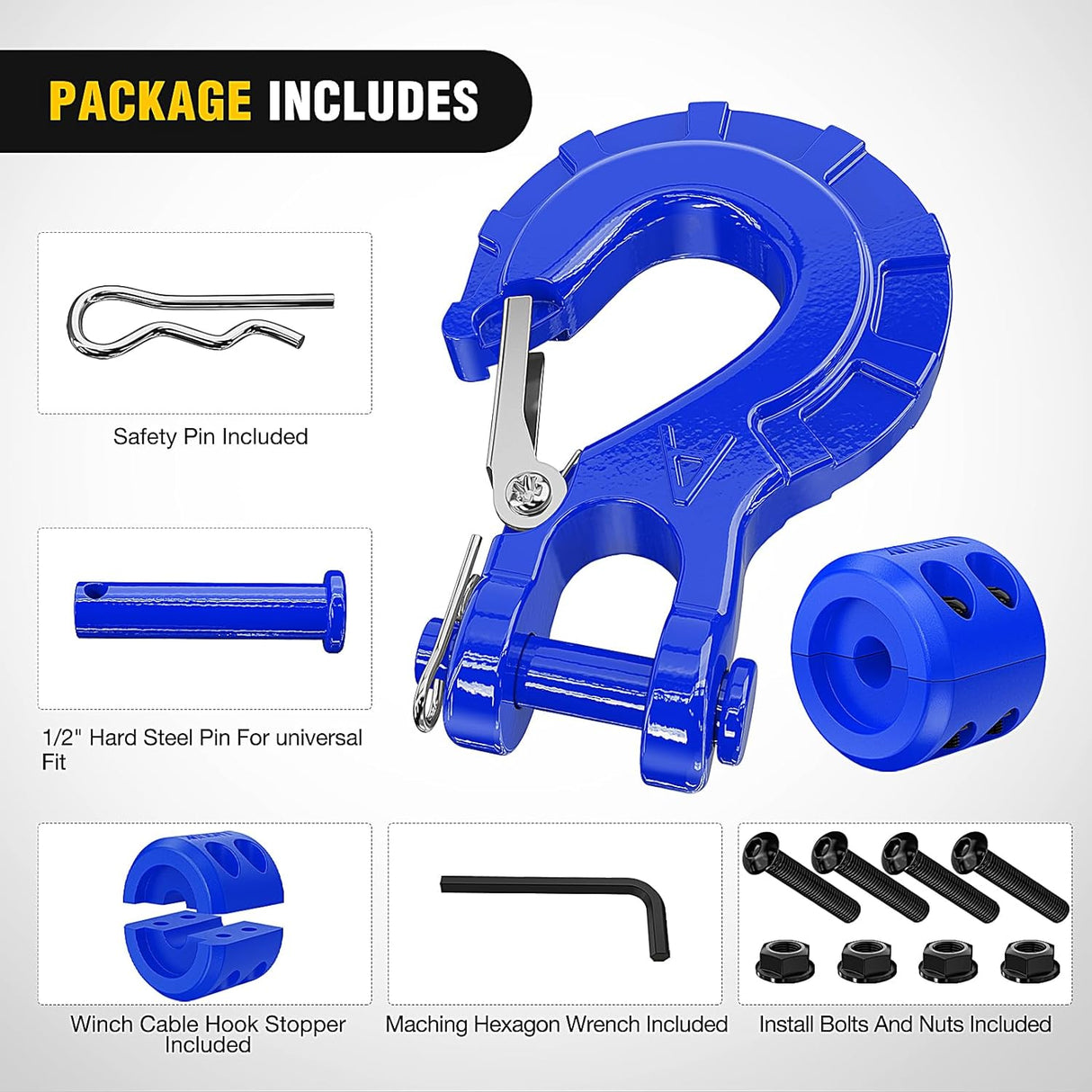 3/8 inch Grade 70 Winch Hook Blue Nilight