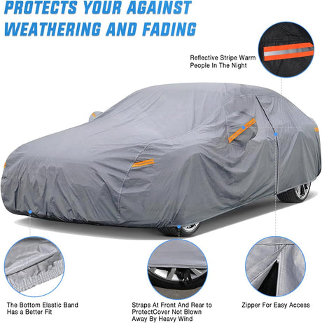 Universal Fit for Sedan-Length (194in to 208in) Car Cover UV Protection Nilight