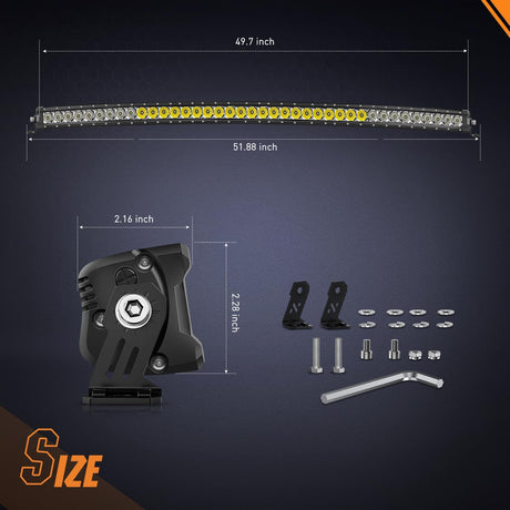 52 Inch 210W 21000LM Slim Anti-Glare DRL Spot Flood Curved Led Light Bar Nilight