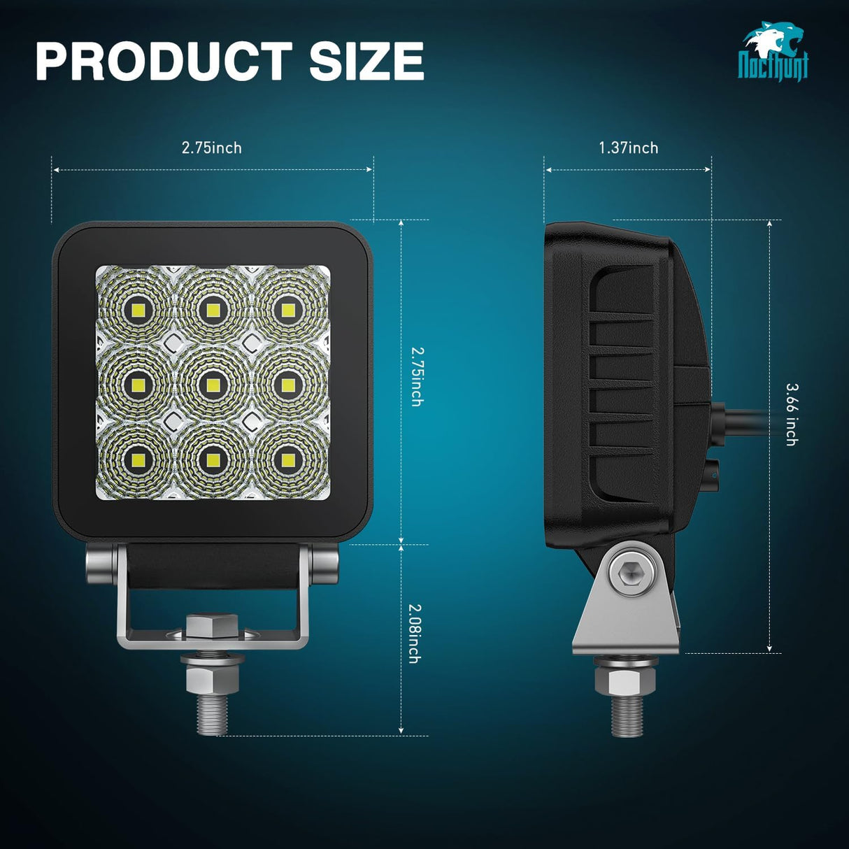 3 Inch 9LED Square Flood Built-in EMC LED Pod Lights (Pair) Nilight