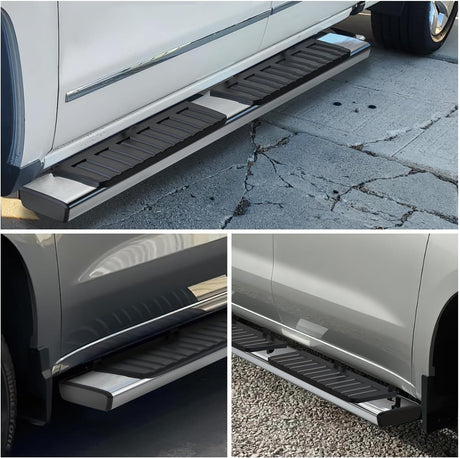 2019-2024 Chevy Silverado/GMC Sierra 1500 Crew Cab 2020-2024 Silverado/GMC Sierra 2500HD 3500HD 6 Inch Stainless Steel Bolt-on Side Step Nerf Bars Running Boards Nilight