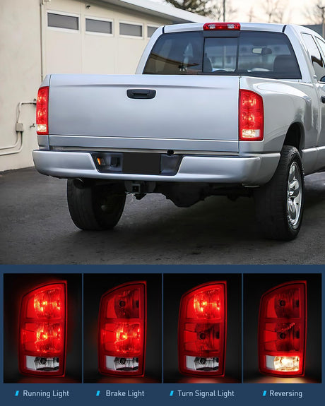 2002-2006 Dodge Ram 1500 2003-2006 Dodge Ram 2500 3500 Taillight Assembly Rear Lamp Replacement OE Style w/Bulbs Driver Passenger Side Nilight