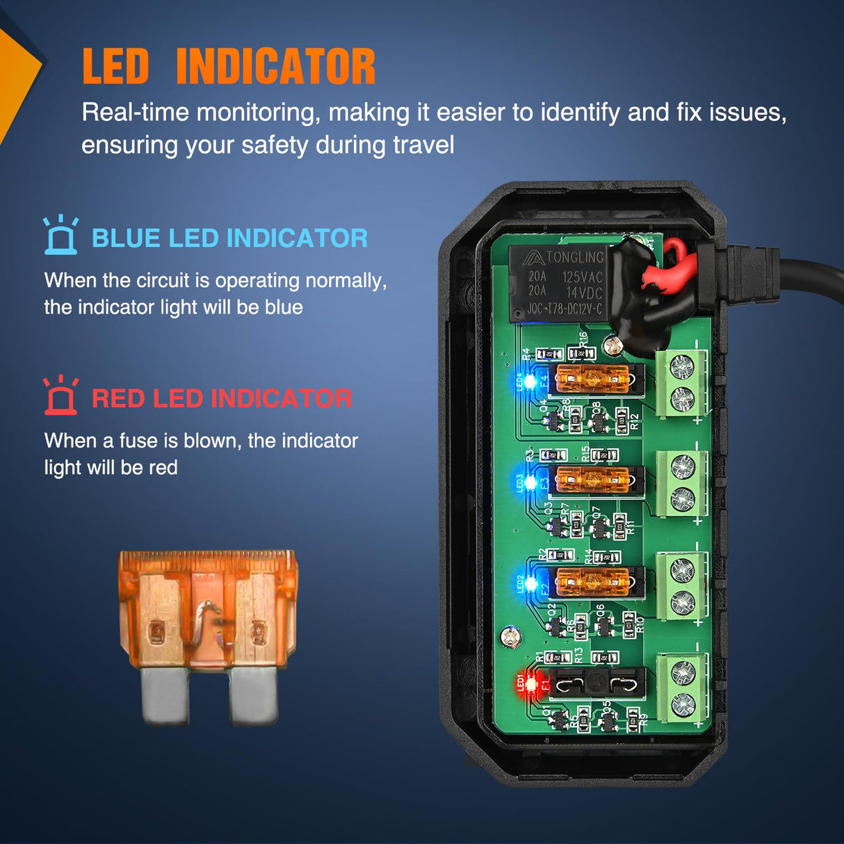 Motorcycle 12V Fuse Block Circuit Protection With LED Indicator Nilight