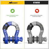 3/4 inch Mega D-Ring Shackle With 7/8 inch Screw Pin 68000LBS Blue (Pair) Nilight