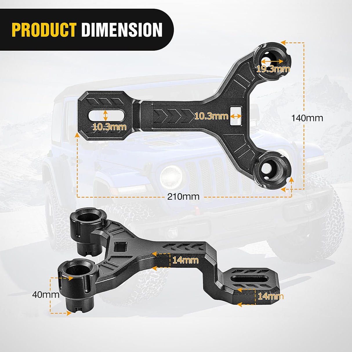 Front A-Pillar Dual Hood Mounts For 2018-2023 Jeep Wrangler JL/JLU 2020-2023 Gladiator JT Nilight