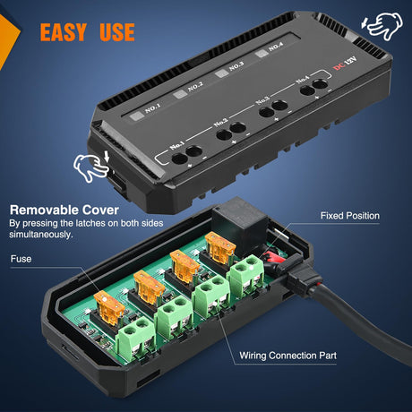 Motorcycle 12V Fuse Block Circuit Protection With LED Indicator Nilight