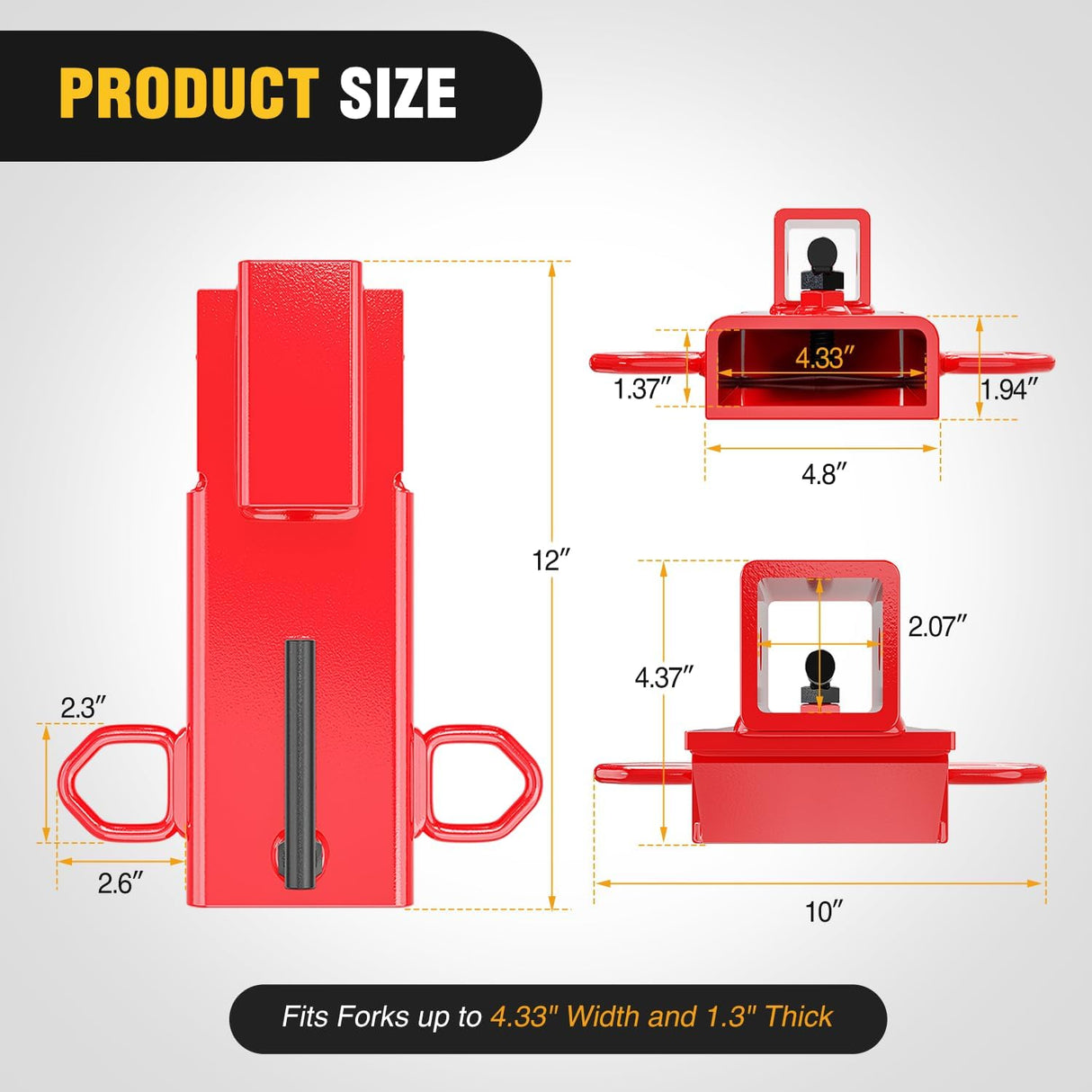 Forklift Trailer Hitch Attachment Fits 2 Inch Receiver Red Nilight