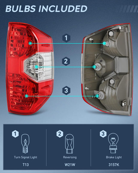 Taillight Assembly Taillight Assembly Compatible with 2014 2015 2016 2017 2018 2019 2020 2021 Toyota Tundra Rear Lamp Replacement OE Style Driver Side and Passenger Side