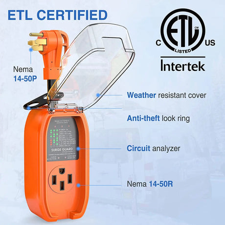 accessory Nilight 50Amp RV Surge Protector Circuit Analyzer 4200 Joules Voltage Monitor High Low Voltage Spikes Power Defender 125V/6250W ETL Listed Power Gugard for RV Camper Van Trailer, 2 Years Warranty