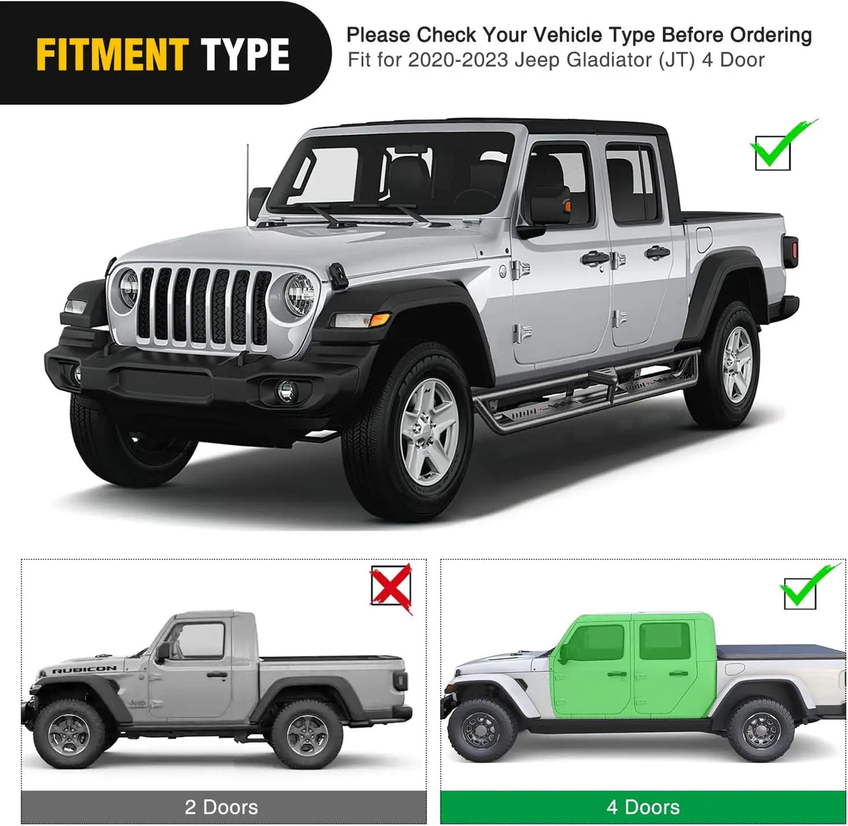 Running Board Running Boards for 2020-2023 Jeep Gladiator (JT) 4 Door