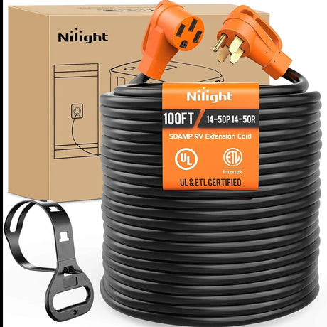 50Amp 100FT RV EV Extension Cord Drag Tool - Nilight