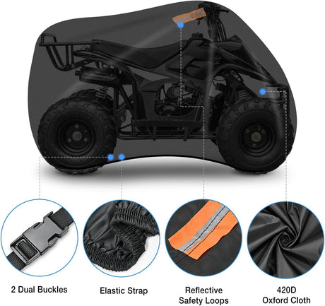 ATV Cover Waterproof 420D Heavy Duty Ripstop Material Black Protects 4 Wheeler from Snow Rain All Season All Weather UV Protection Fits up to 100 Inch Nilight