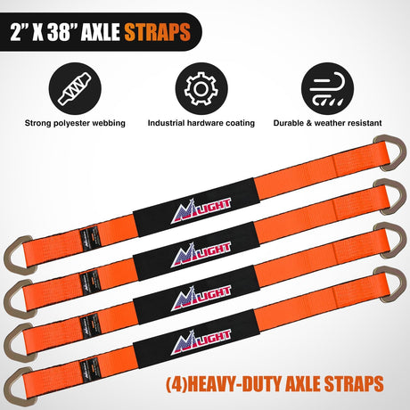 2in x 38in Axle Tie Down Straps 4PCS Nilight